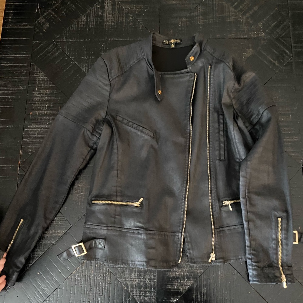 7 for All Mankind black Moto denim jacket
